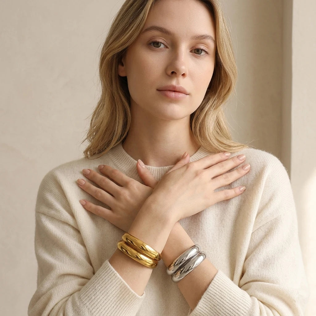 Twisted Double Band Open Ring - SEIYI