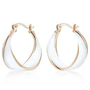 Rose Gold Twisted Enamel Hoop Earrings