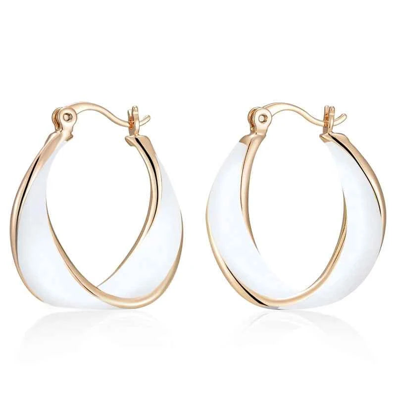 Rose Gold Twisted Enamel Hoop Earrings