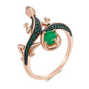 Rose Gold Green Zircon Lizard Statement Ring