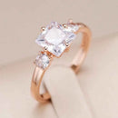 Princess-Cut White Zircon Three-Stone Ring