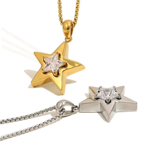 Halo Star Crystal Pendant Necklace - SEIYI