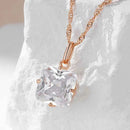 Elegant Cushion White Zircon Charm Necklace