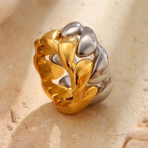 Serrated Wave Stacking Band Ring - SEIYI
