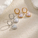 Iridescent Heart Drop Hoop Earrings - SEIYI