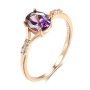 Oval Purple Zircon Solitaire with Side Accents