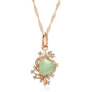 Rose Gold Floral Green Zircon Pendant Necklace