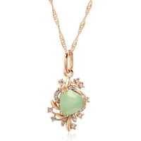 Rose Gold Floral Green Zircon Pendant Necklace