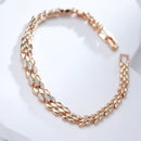Rose Gold Zircon Pavé Link Bracelet - SEIYI