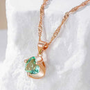 Rose Gold Trillion Green Zircon Pendant Necklace