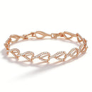 Twisted Leaf Zircon Pavé Bracelet - SEIYI