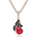 Fiery Red & Black Teardrop Zircon Pendant Necklace