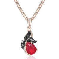 Fiery Red & Black Teardrop Zircon Pendant Necklace
