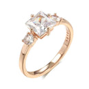 Princess-Cut White Zircon Three-Stone Ring