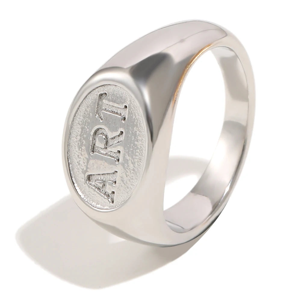 ART Embossed Oval Signet Ring - SEIYI