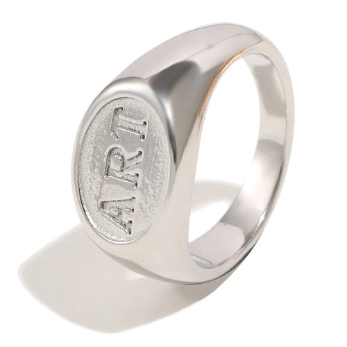 ART Embossed Oval Signet Ring - SEIYI