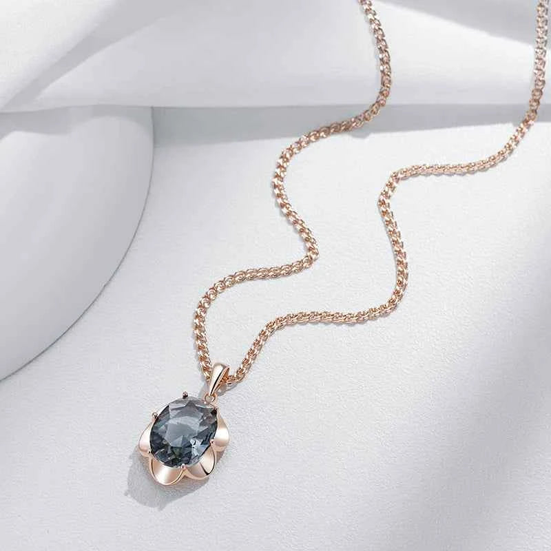 Flower Frame Grey Zircon Pendant Necklace