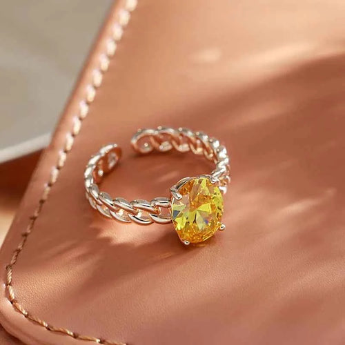 Rose Gold Yellow Natural Zircon Ring