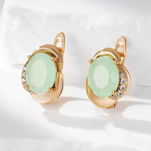 Rose Gold Green Fine Gemstone Earrings