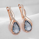 Rose Gold Grey Zircon Twisted Teardrop Earrings