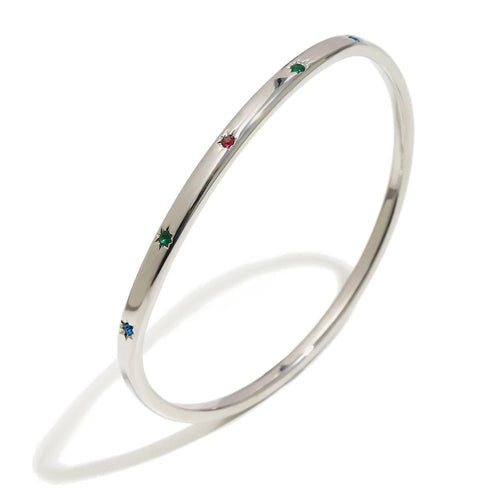 Thin Multicolor Star Zircon Bangle - SEIYI