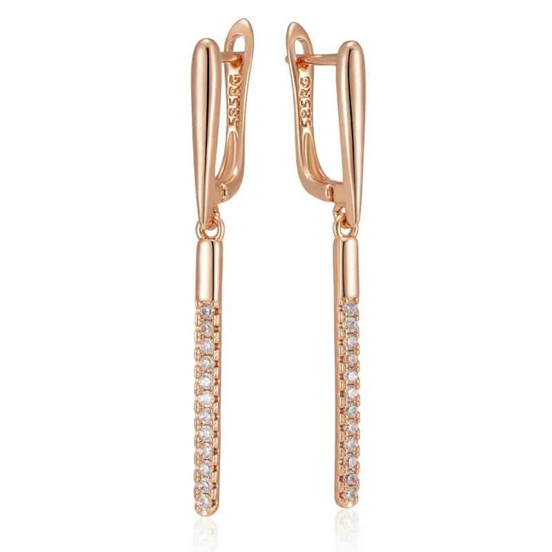 Rose Gold Linear Zircon Drop Earrings