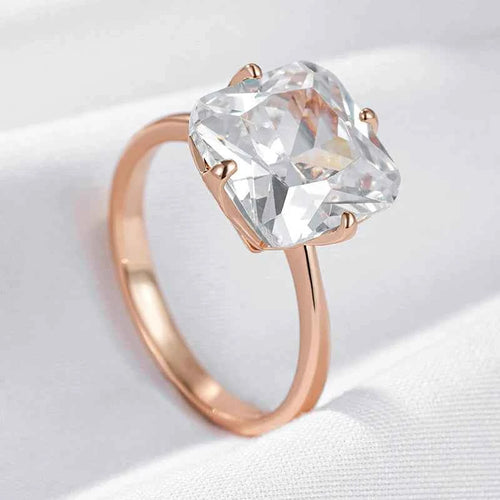 Solitaire Cushion-Cut White Zircon Ring