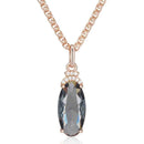 Rose Gold Smoky Gray Oval Zircon Pendant Necklace