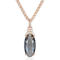 Rose Gold Smoky Gray Oval Zircon Pendant Necklace