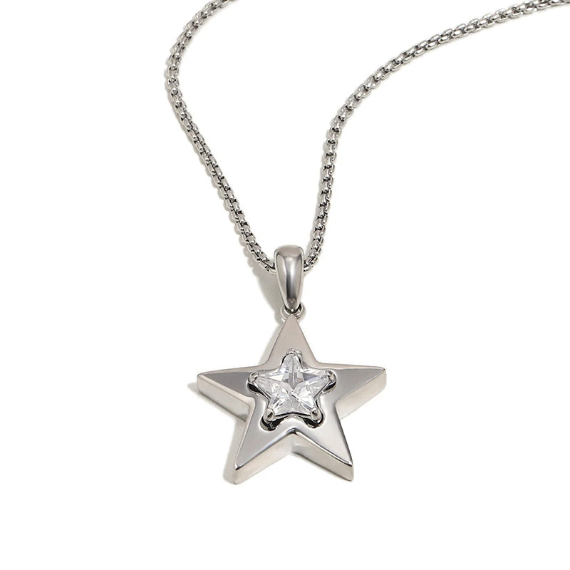 Halo Star Crystal Pendant Necklace - SEIYI