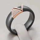 Rose Gold Black Ceramic Triangle Zircon Ring