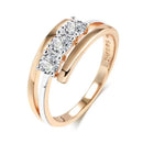 Rose Gold & Silver Tone Three-Stone Zircon Ring