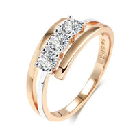 Rose Gold & Silver Tone Three-Stone Zircon Ring