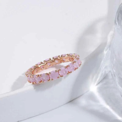 Rose Gold Pastel Zircon Eternity Band Ring