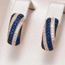 Rose Gold Blue Zircon Twisted Hoop Earrings