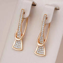 Rose Gold Pavé Zircon Geometric Drop Earrings