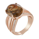 Rose Gold Smoky Brown Zircon Statement Ring