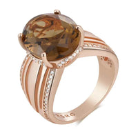 Rose Gold Smoky Brown Zircon Statement Ring