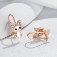 Rose Gold Cute Cat Zircon Drop Earrings