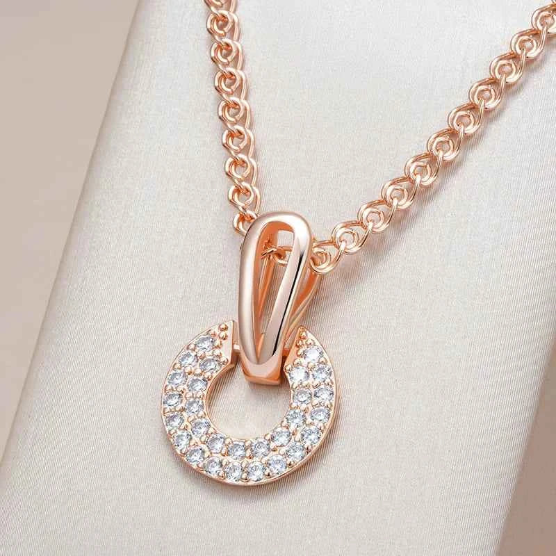 Pavé C-Shape Zircon Pendant Necklace