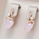Rose Gold Pink Zircon Heart Drop Earrings