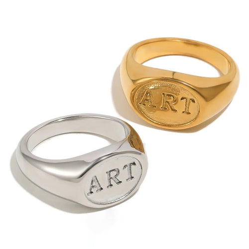 ART Embossed Oval Signet Ring - SEIYI