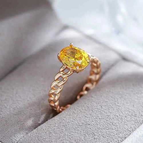 Rose Gold Yellow Natural Zircon Ring