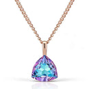 Rose Gold Triangular Color-Shift Zircon Pendant Necklace