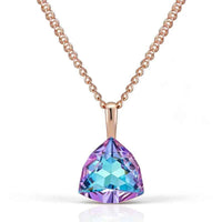 Rose Gold Triangular Color-Shift Zircon Pendant Necklace