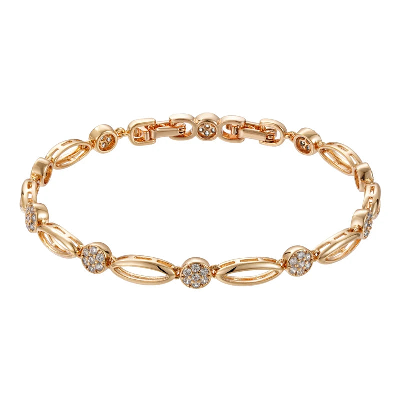 Rose Gold Oval Link Zircon Bracelet - SEIYI
