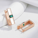 Rose Gold Geometric Green Zircon Drop Earrings