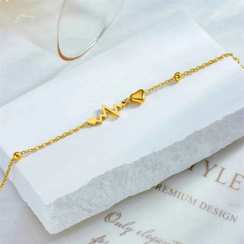 Electrocardiogram Shape Pendant Anklet