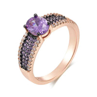 Purple Zircon with Ombre Pave Band Ring