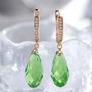 Rose Gold Blue Teardrop Zircon Drop Earrings